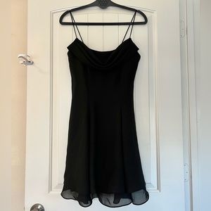Vintage Faviana New York 90s Black Cowl Neck Layered Mini Dress
